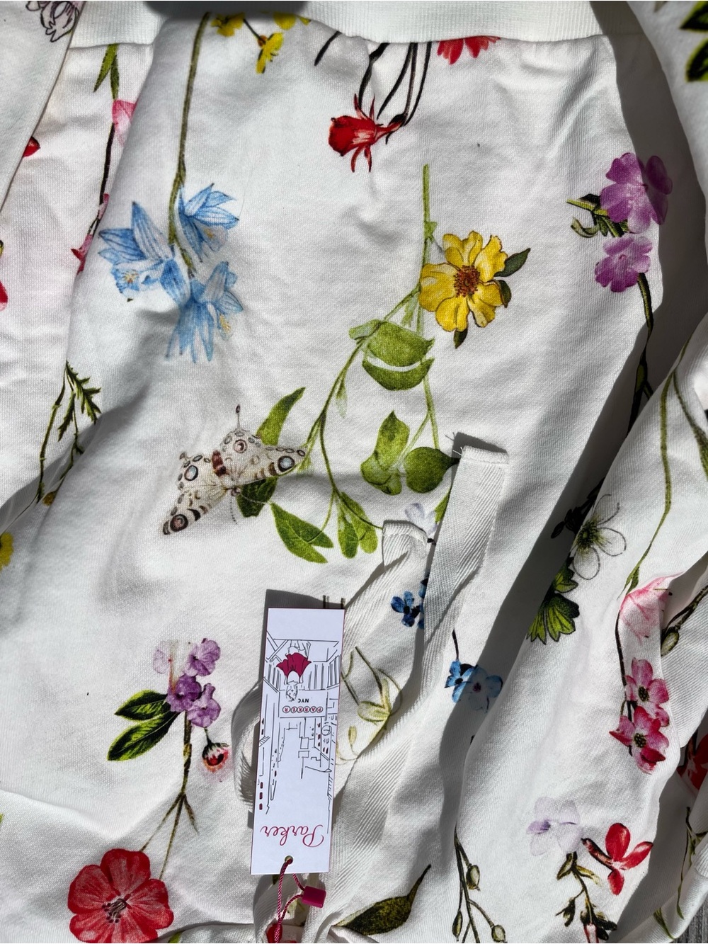Parker White Floral hooded Sweatshirt with Multicolor Blooms